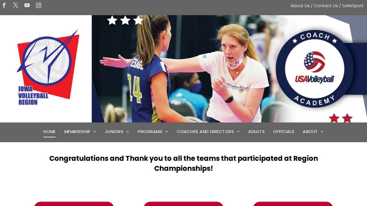 Iowa Volleyball Region website screenshot
