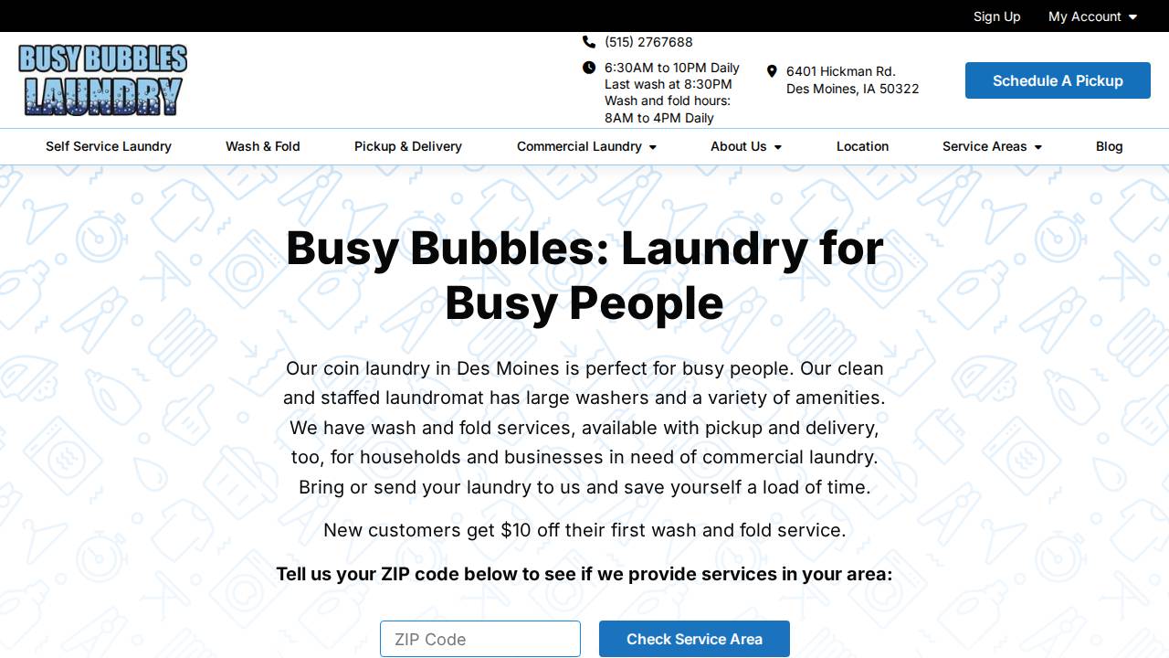 Busy Bubbles website screenshot