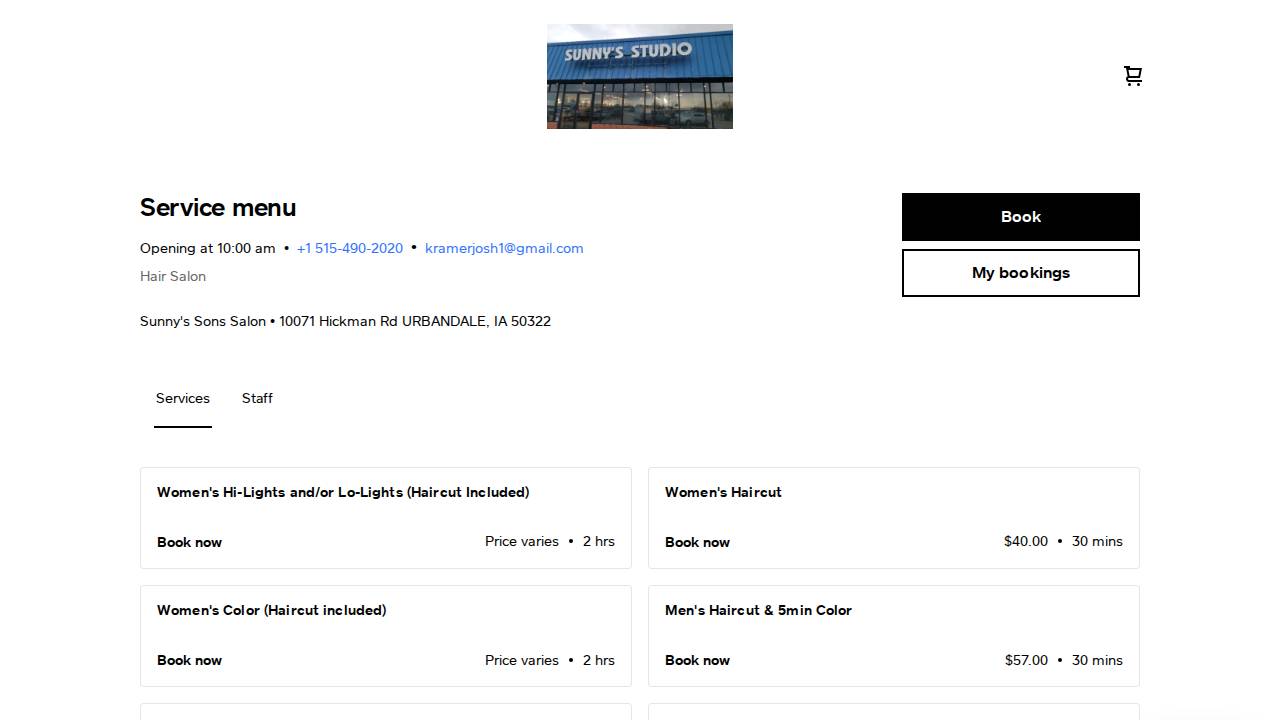 Sunnys Studio And Product Gallery I website screenshot