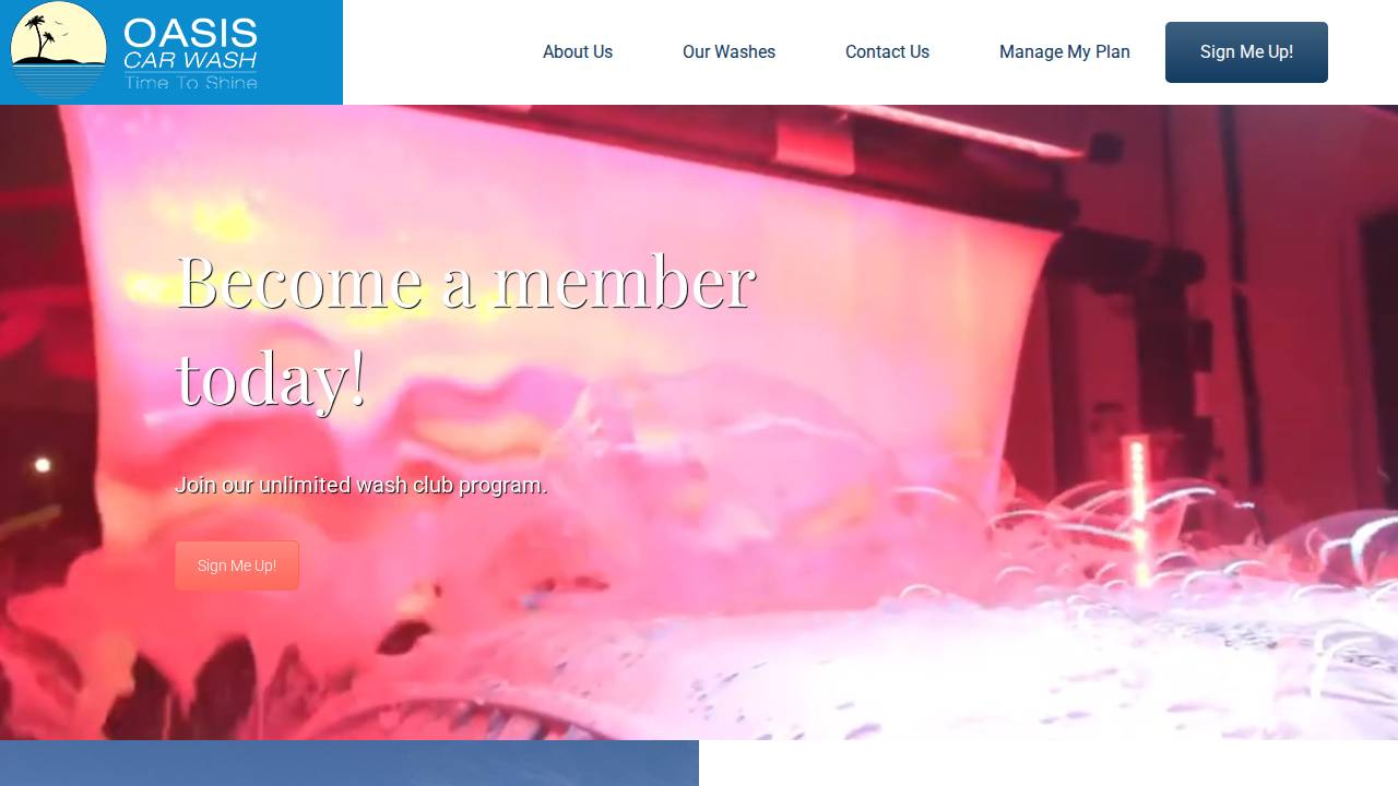 Oasis Car Wash website screenshot