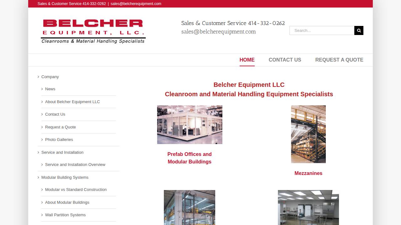 Belcher Inc. website screenshot