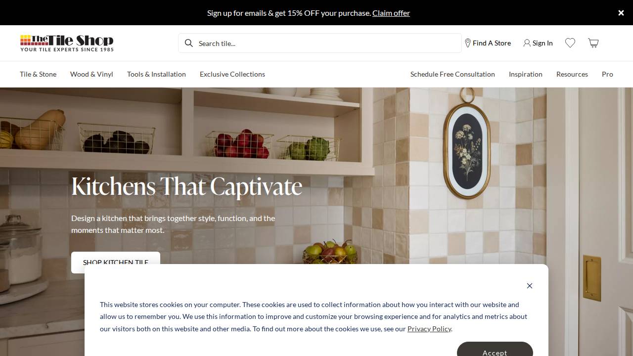 Tile Shop LLC The website screenshot
