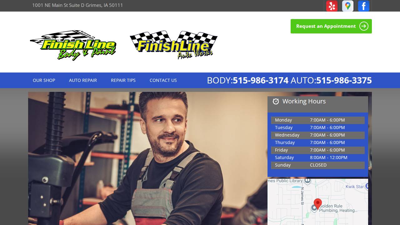 Finish Line Body & Paint LLC website screenshot