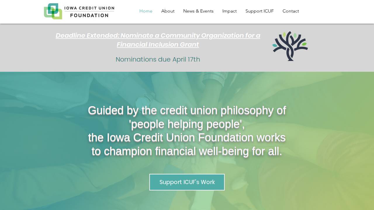 Iowa Credit Union Foundation website screenshot