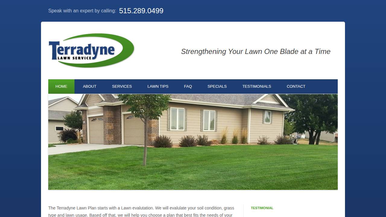 Terradyne Lawn Service Inc. website screenshot