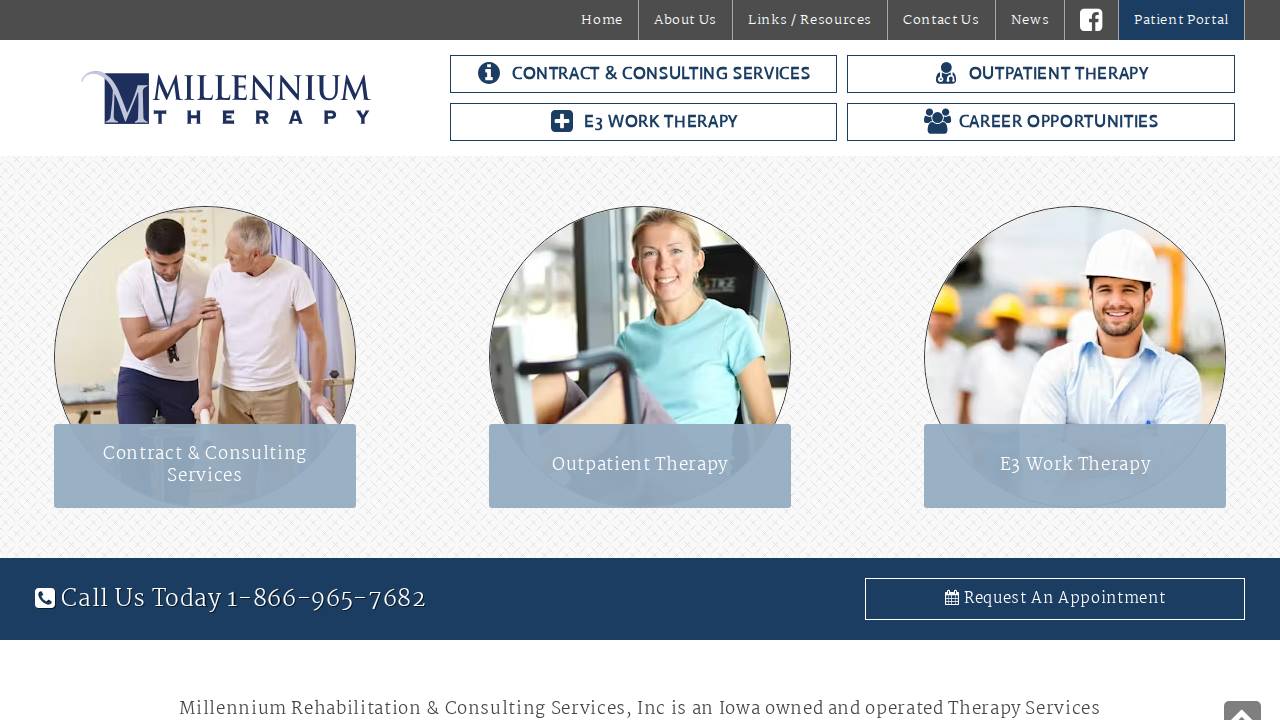 Millennium Rehab & Consulting Grp website screenshot