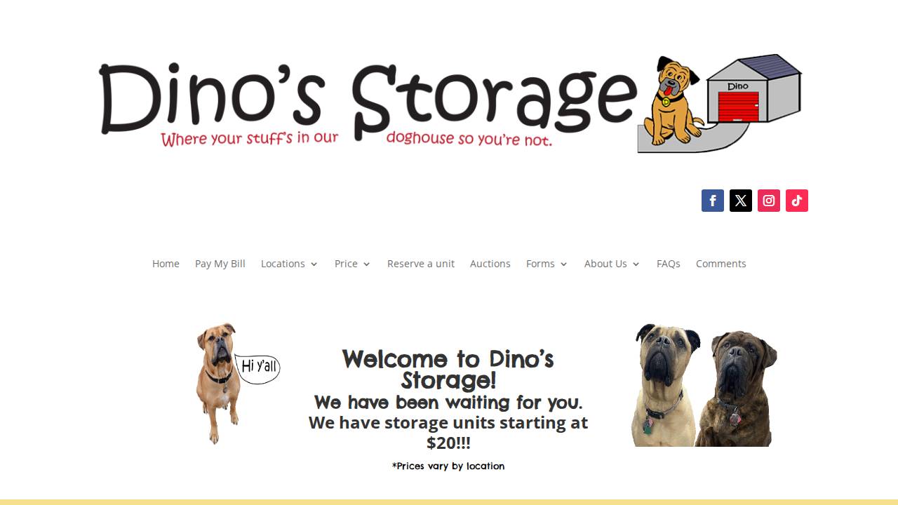 Dinos Storage website screenshot