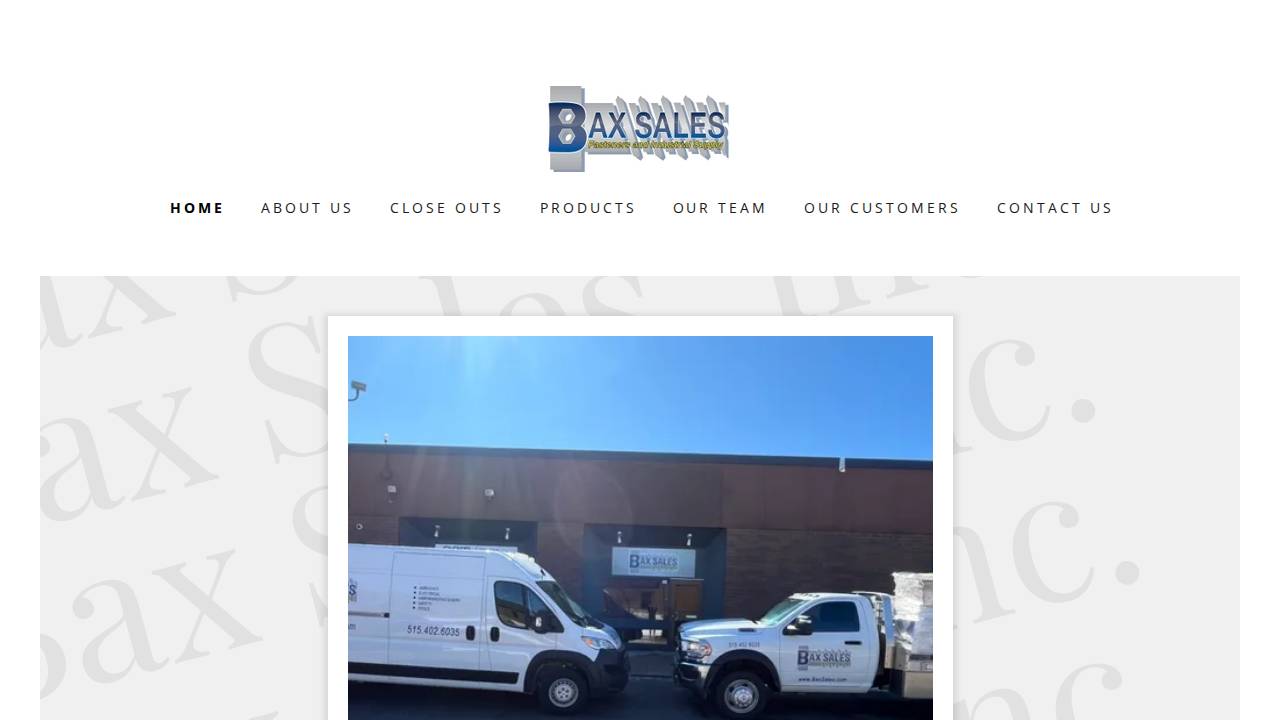 Bax Sales Inc. website screenshot