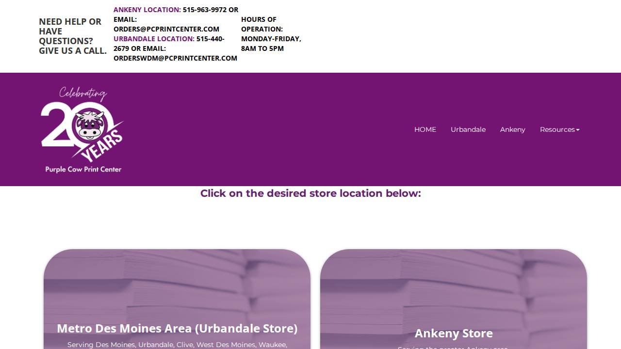 PC Print Center Inc. website screenshot