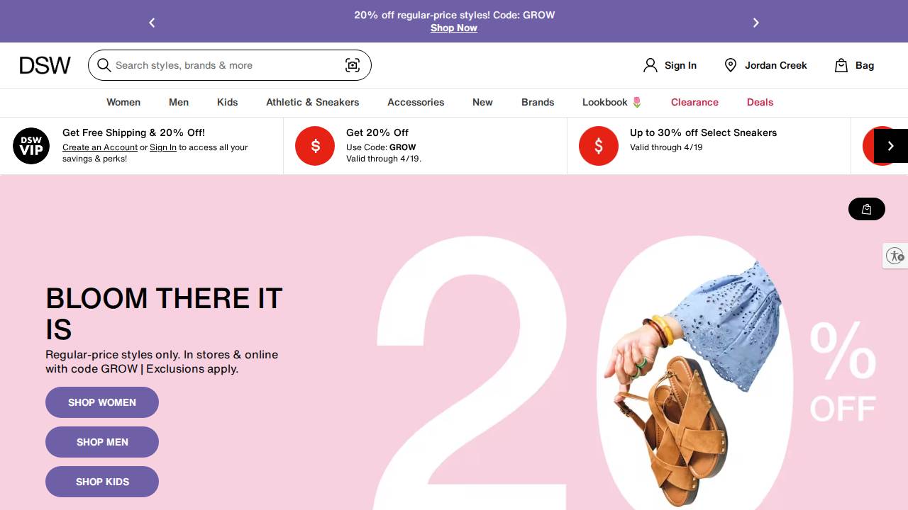 Dsw Shoe Warehouse Inc. website screenshot