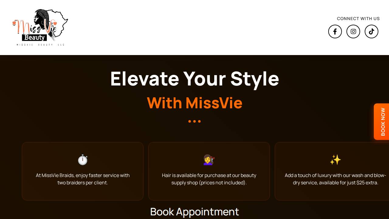 Misfitz Salon Inc. website screenshot
