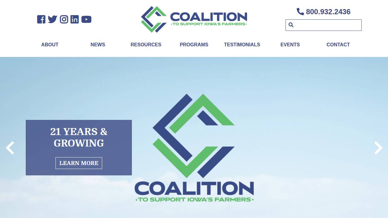 Coalition To Support Iowas Frm website screenshot