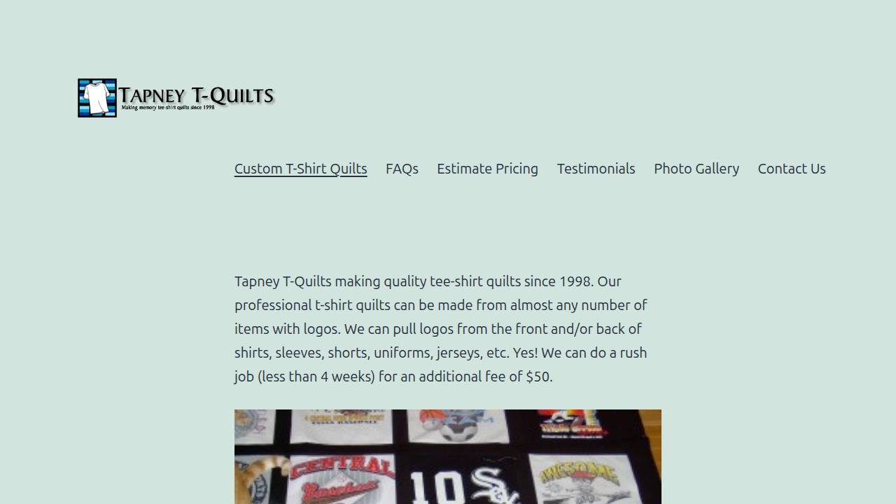 Tapney T Quilts website screenshot