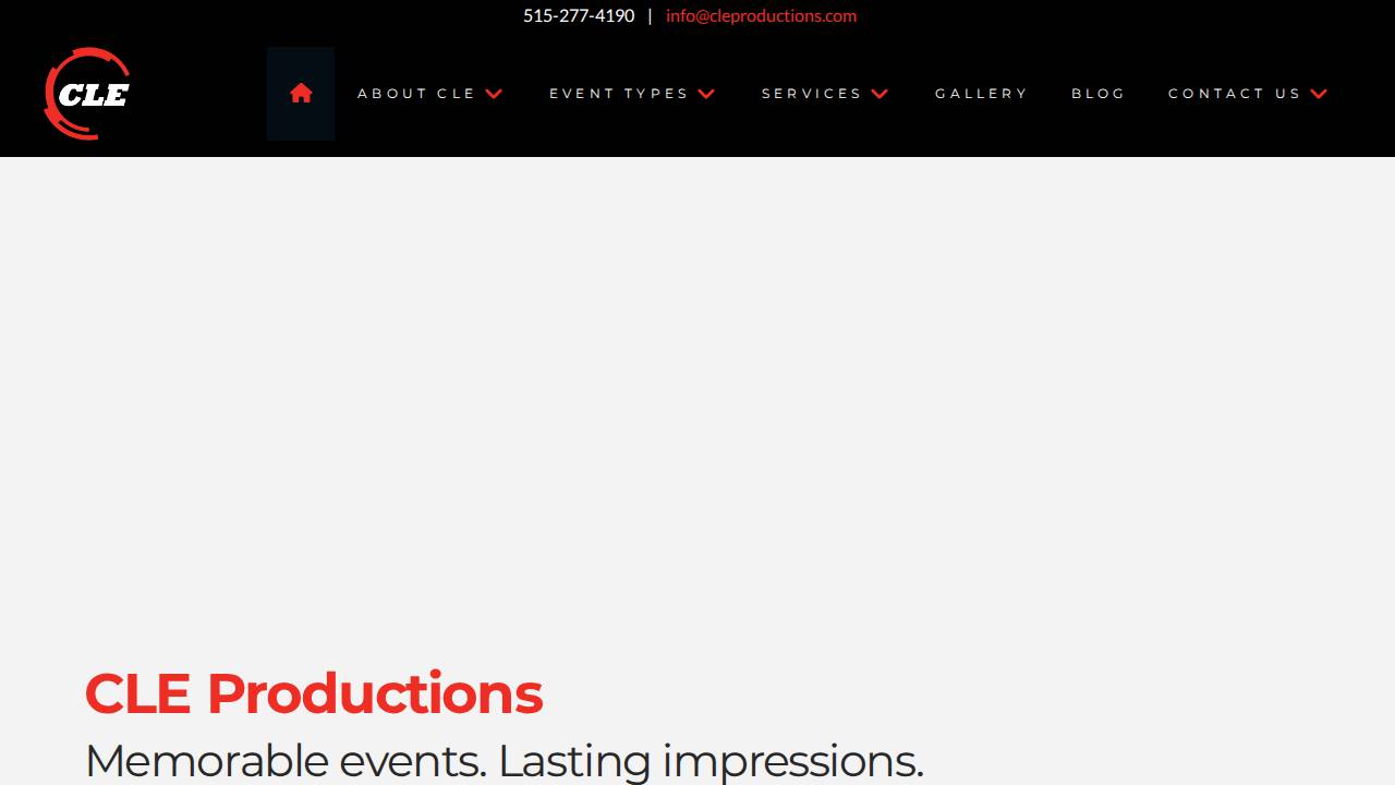 Cle Productions website screenshot