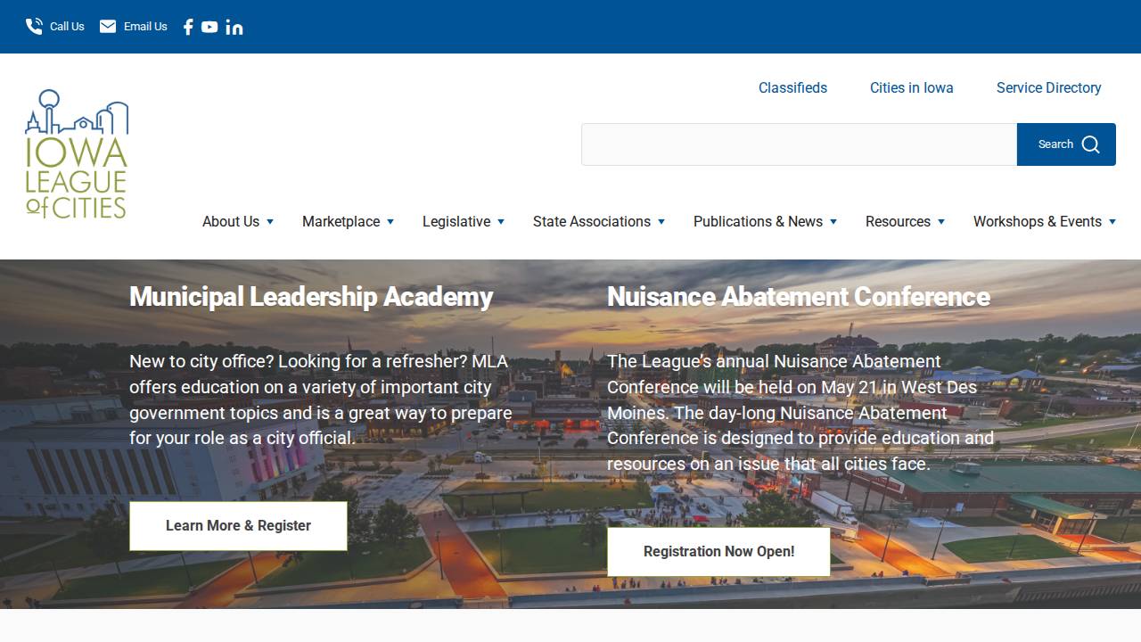 Iowa League Of Cities website screenshot
