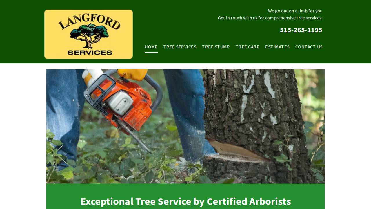 Langfords Tree Service Inc. website screenshot