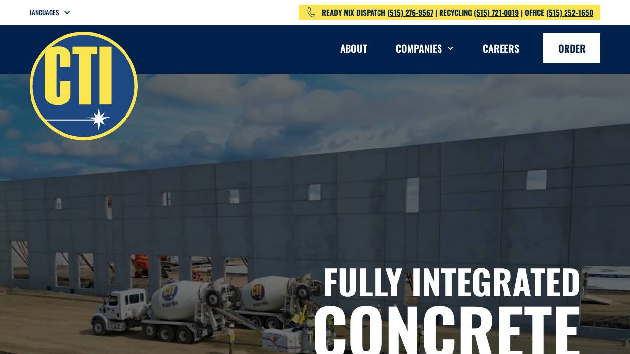 Cti Ready Mix LLC website screenshot