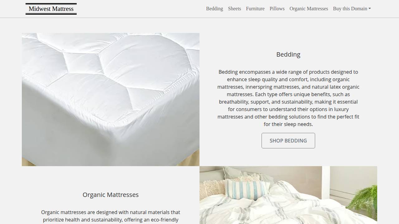 Midwest Mattress website screenshot
