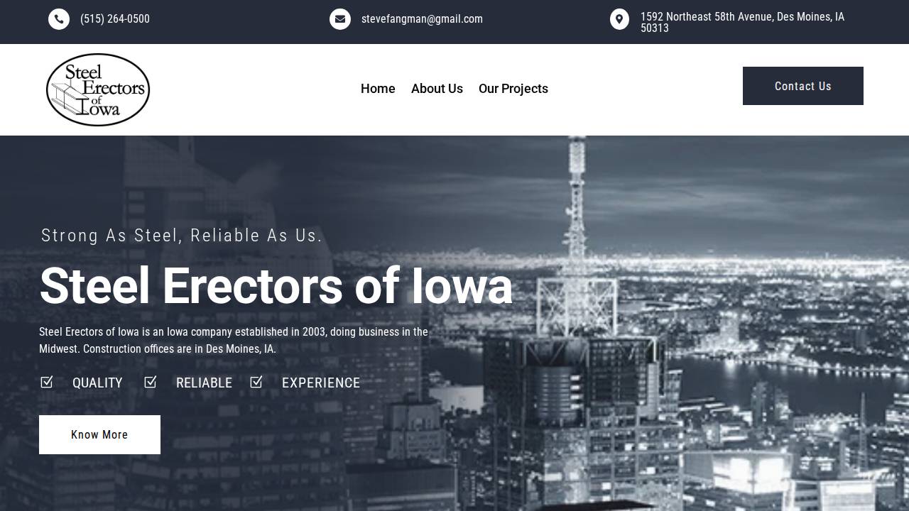 Steel Erectors Of Iowa LLC website screenshot