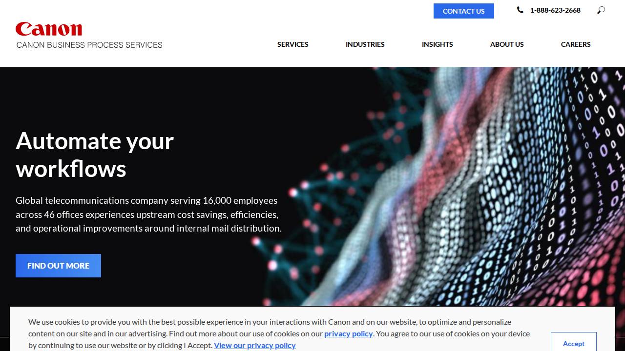 Canon Business Process Serv Inc. website screenshot