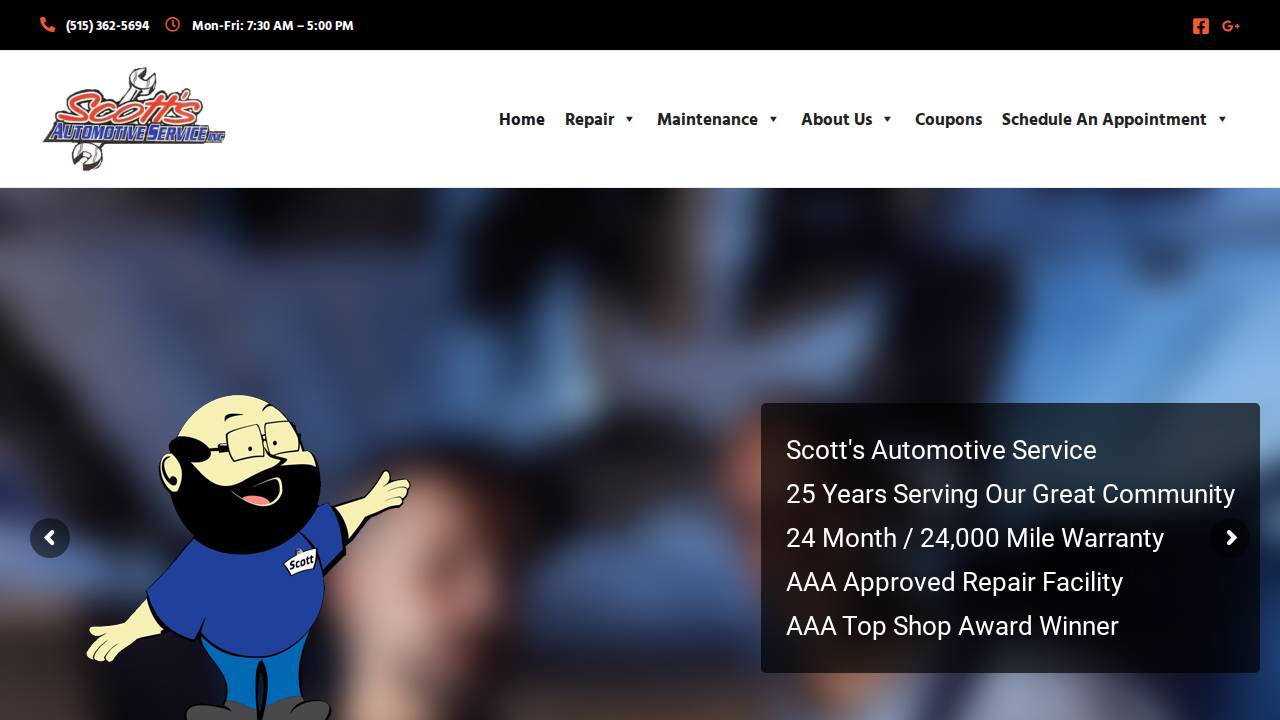 Scott's Automotive Services Inc. website screenshot