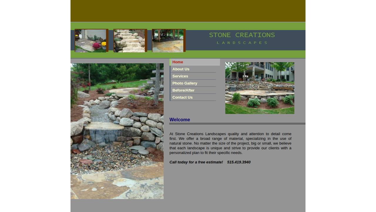 Stone Creations website screenshot
