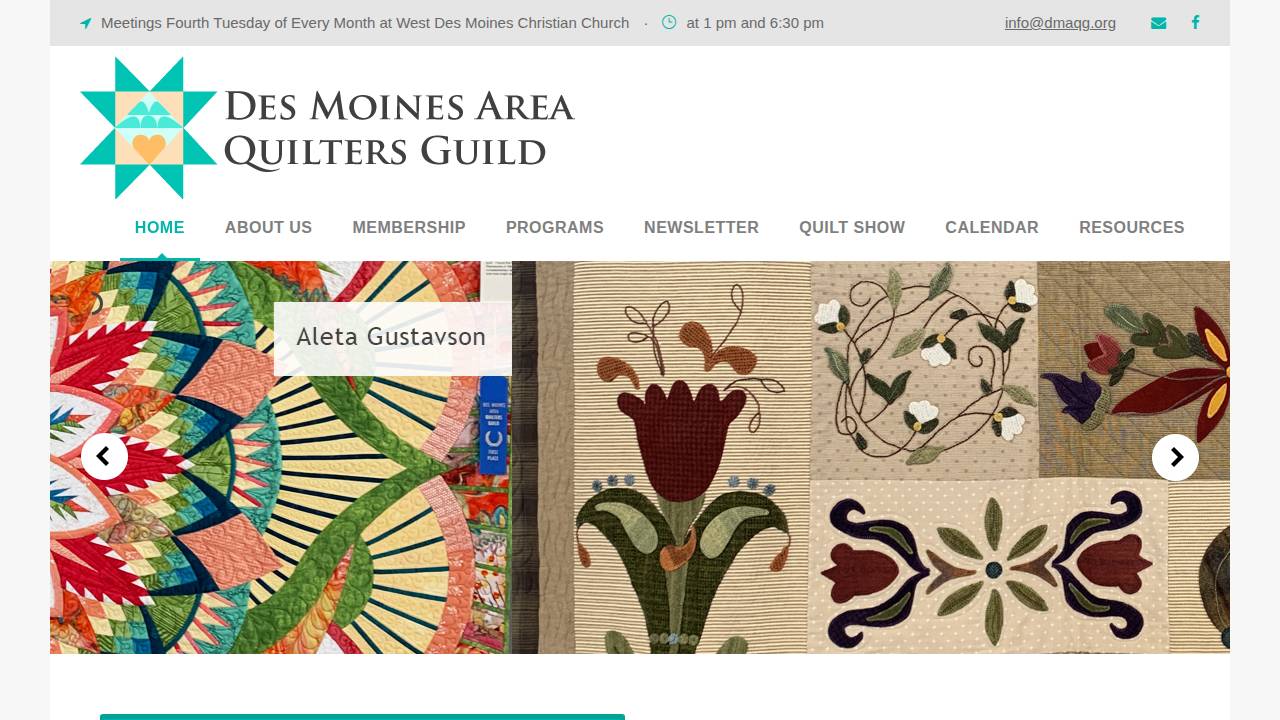 Des Moines Area Quilters Gld Inc. website screenshot
