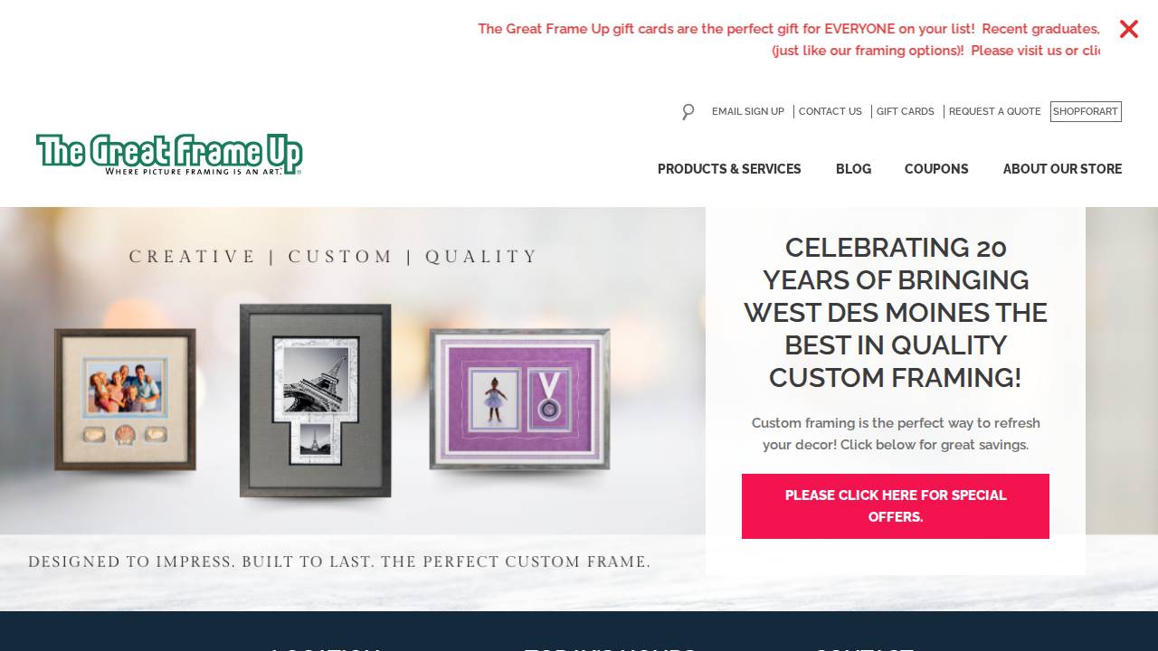 Great Frame Up website screenshot