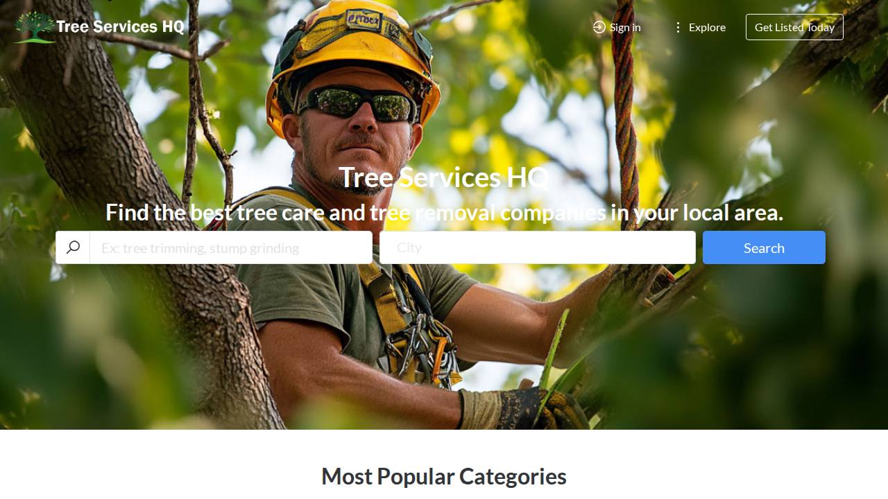 A Cut Above Tree Service website screenshot
