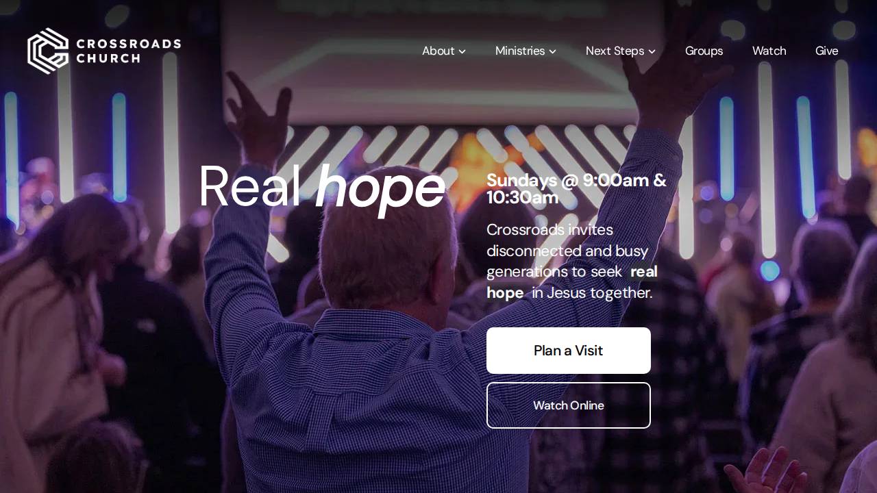 Crossroads Church website screenshot