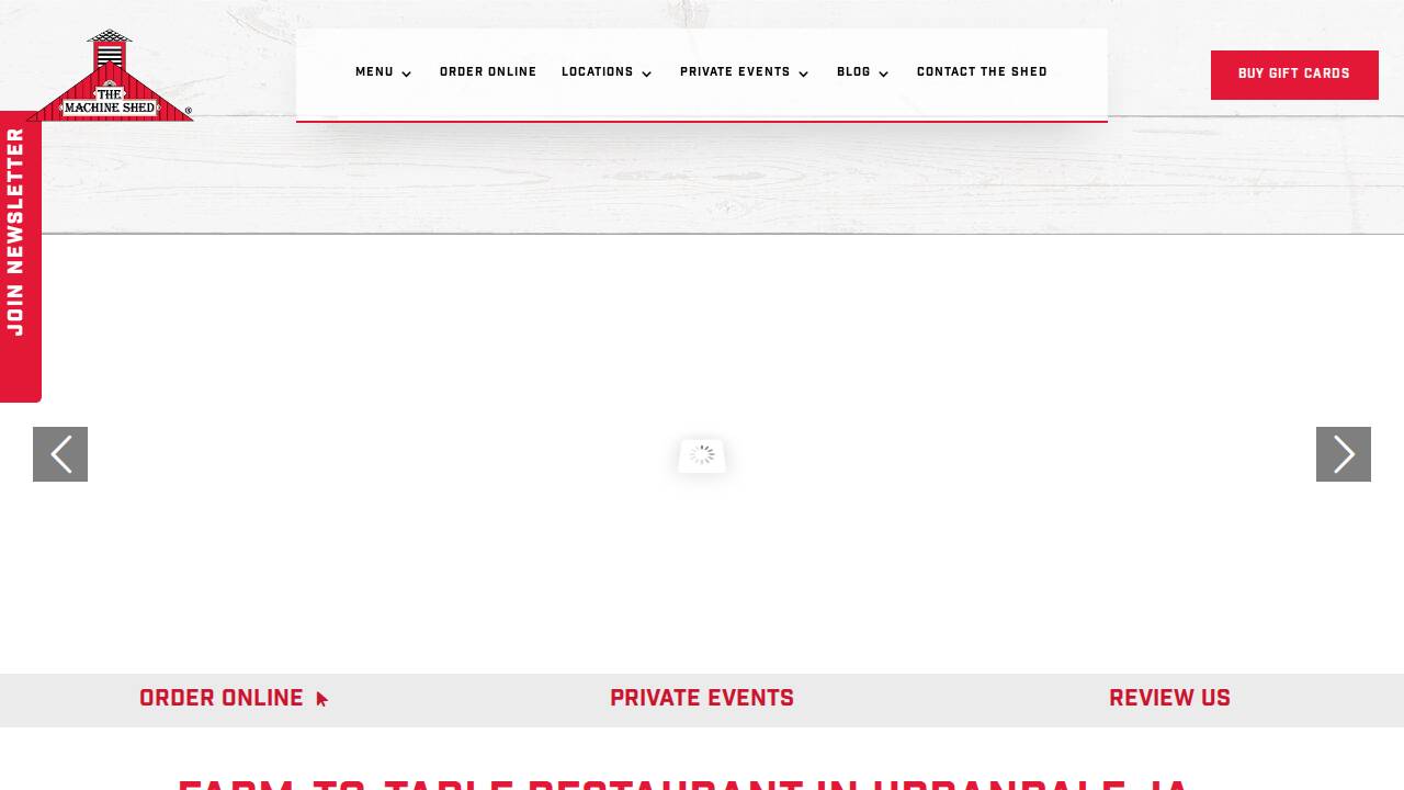 Iowa Machine Shed Restaurant website screenshot