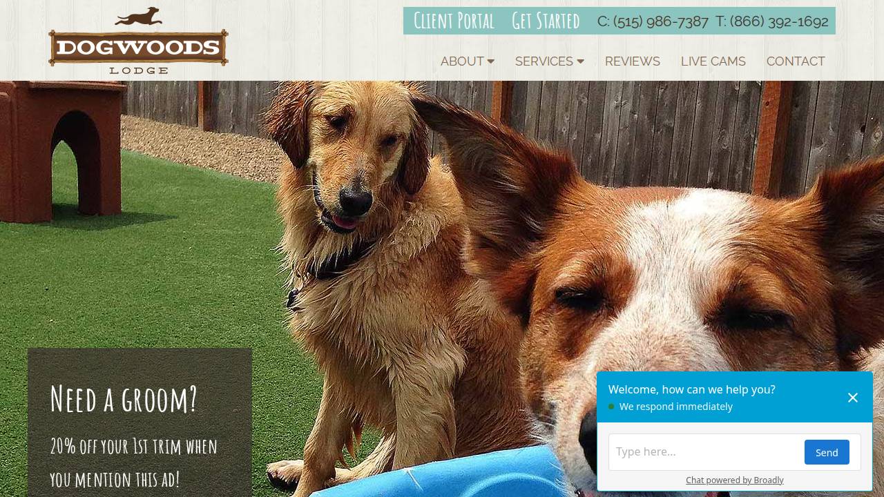 Dogwoods Lodge website screenshot