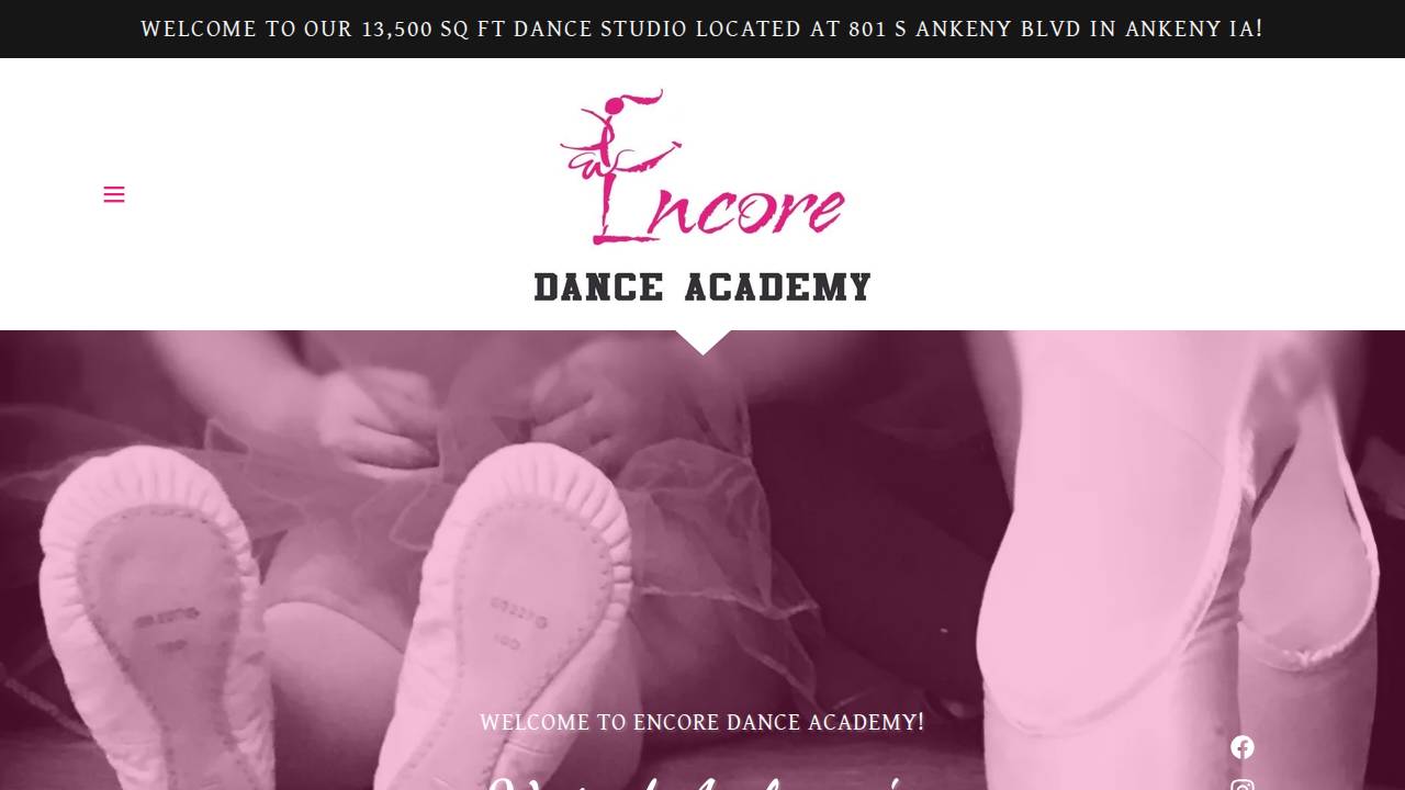 Encore Dance Academy Inc. website screenshot