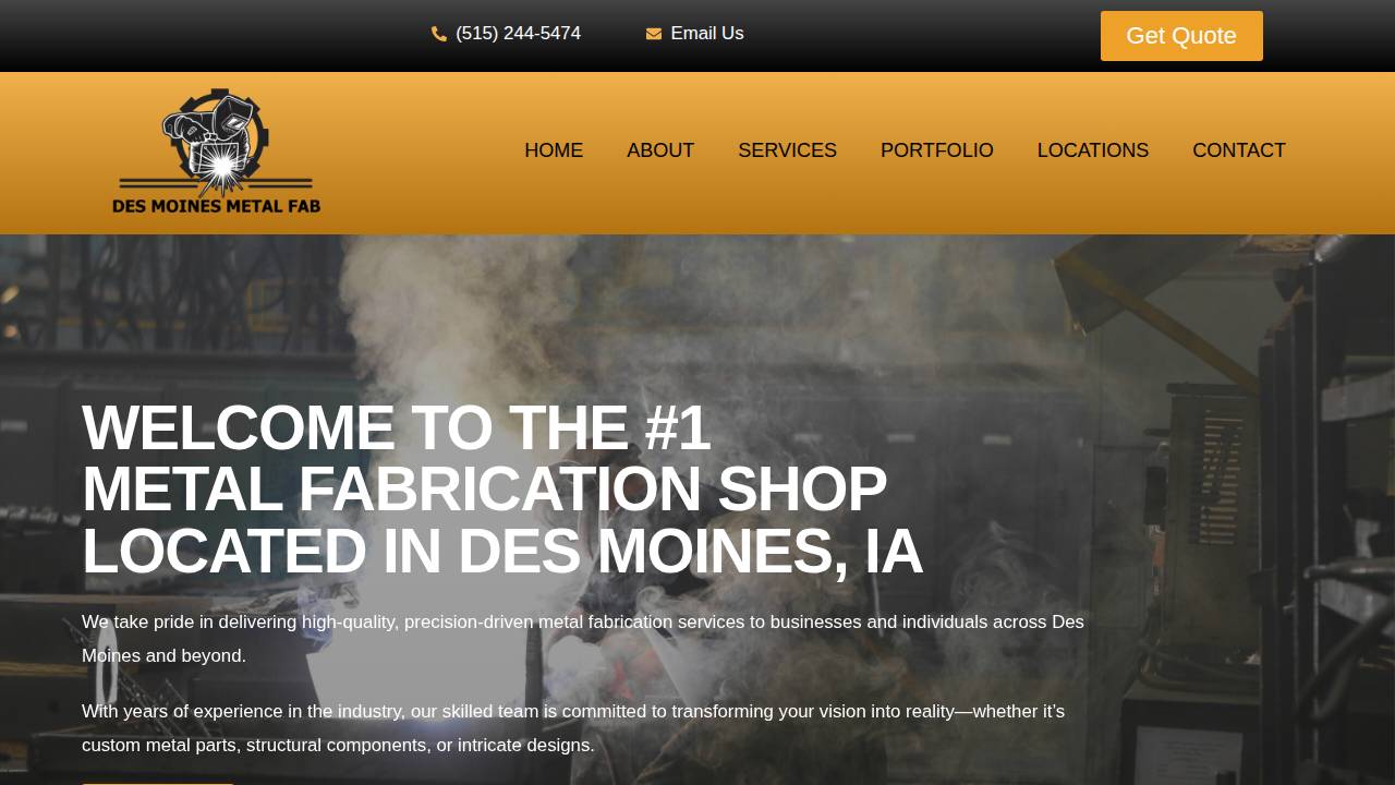 Des Moines Metal Fabrication website screenshot