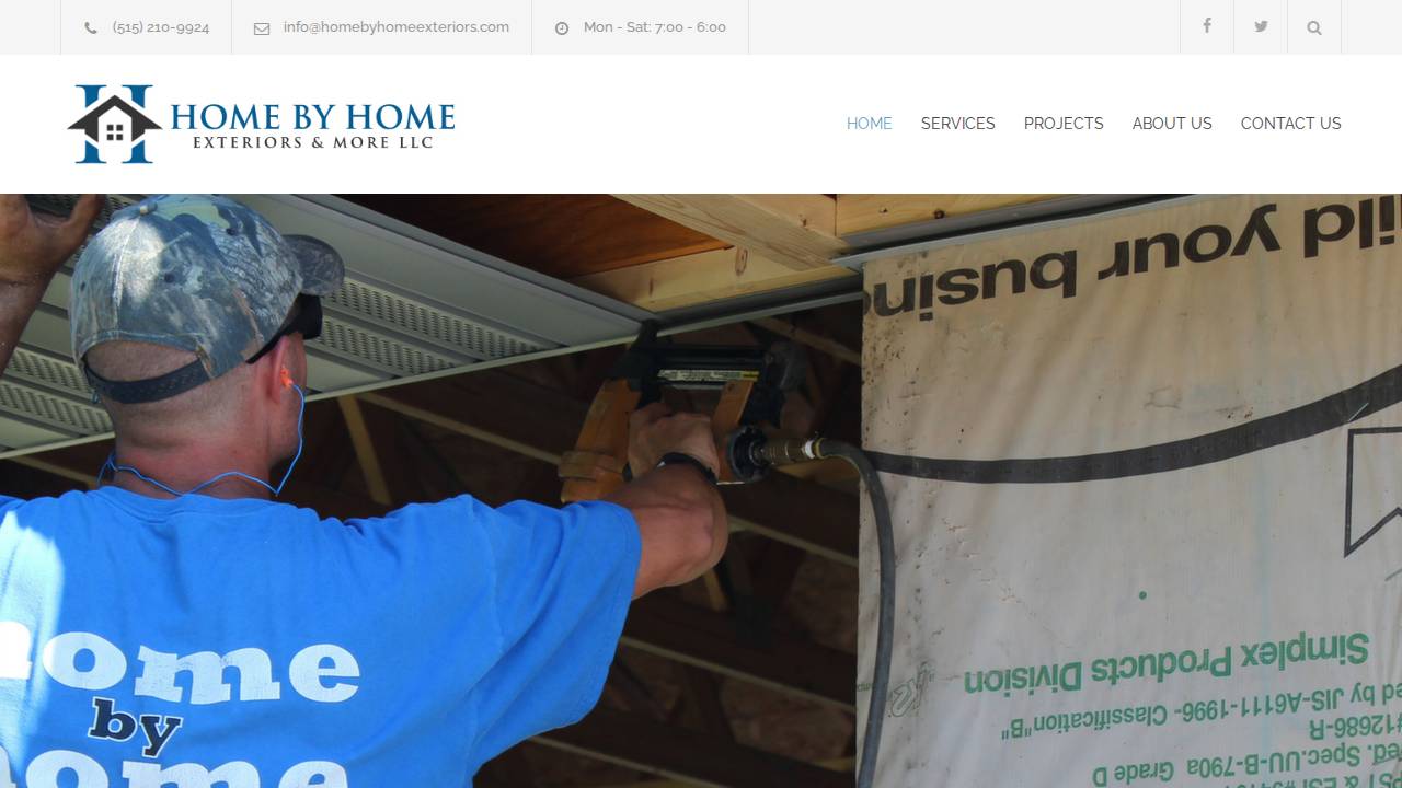 Home By Home Exteriors & More LLC website screenshot