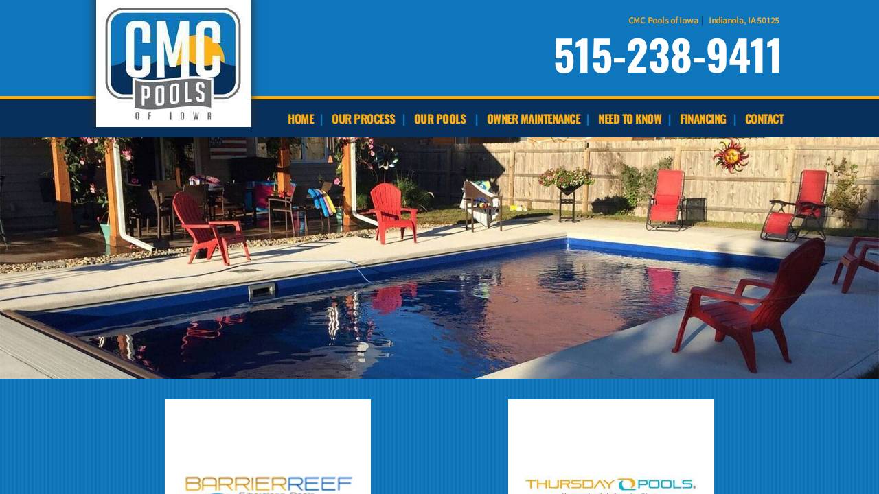 Cmc Pools Of Iowa Inc. website screenshot