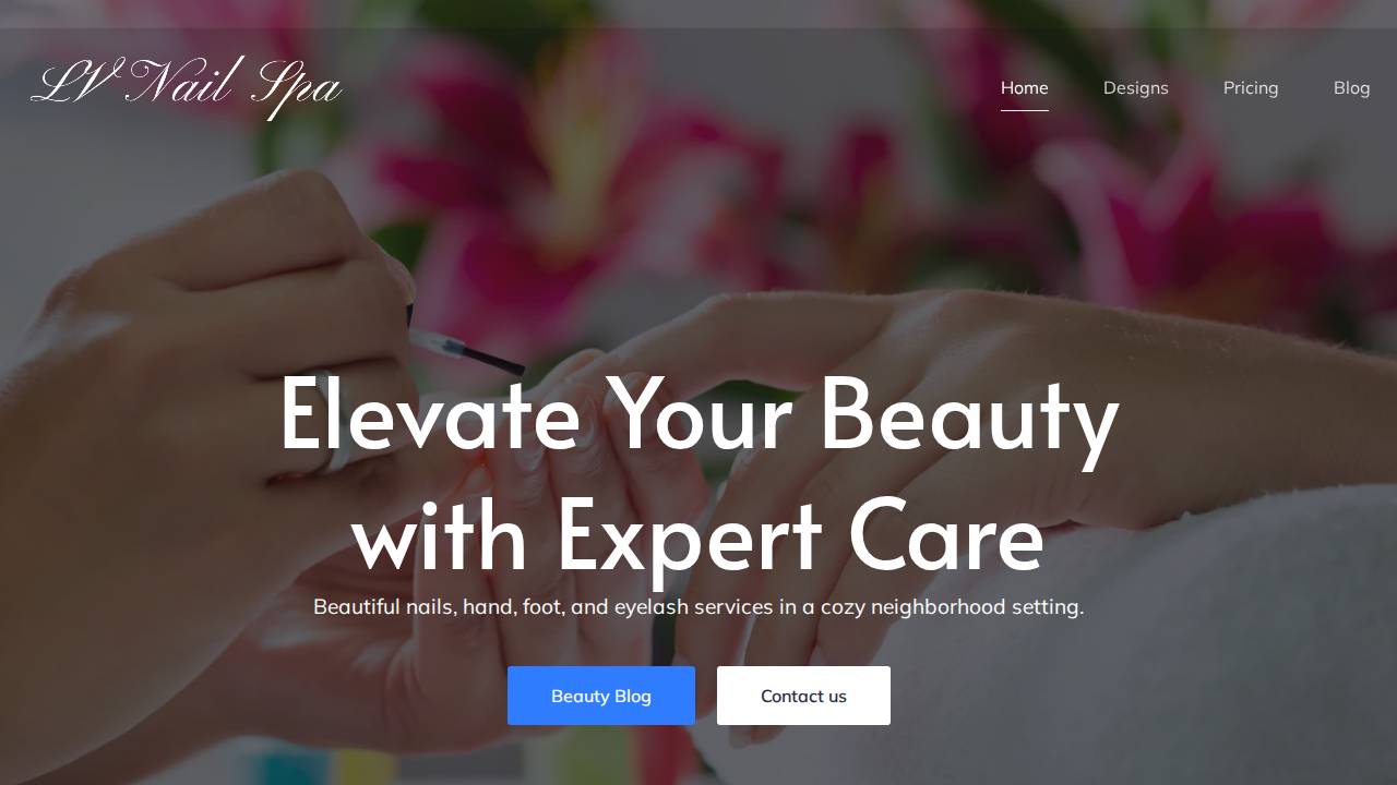 Lv Nails website screenshot