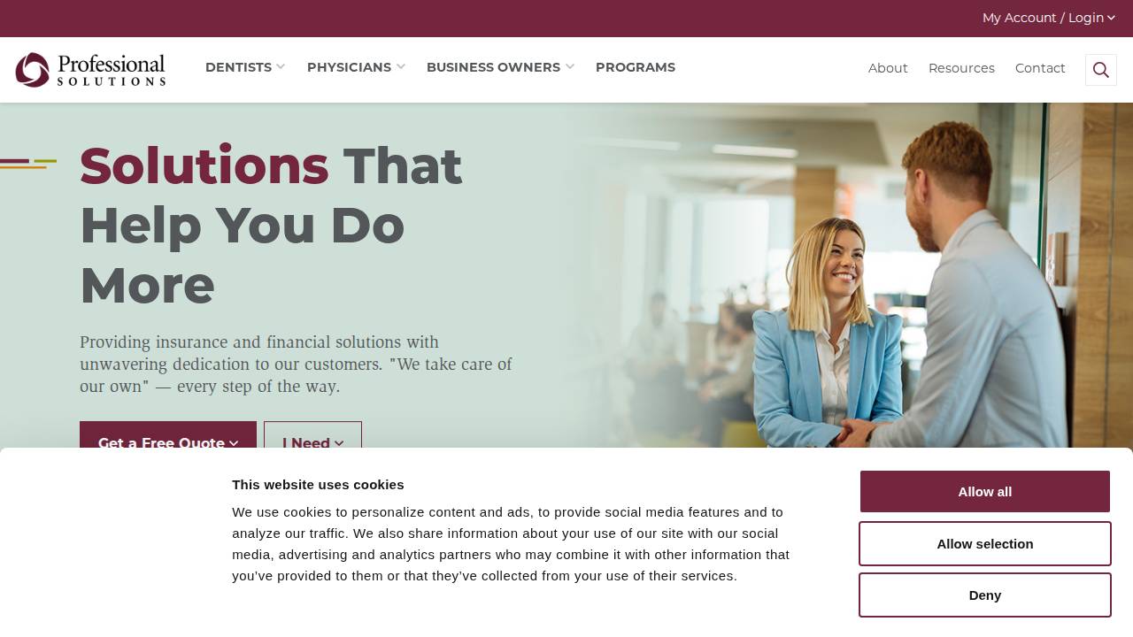 Prof'l Solutions Insur Service website screenshot