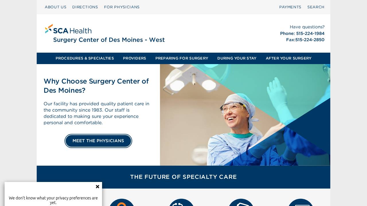 Westown Ambulatory Surgery Center website screenshot
