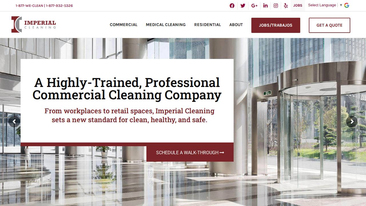 Imperial Cleaning website screenshot