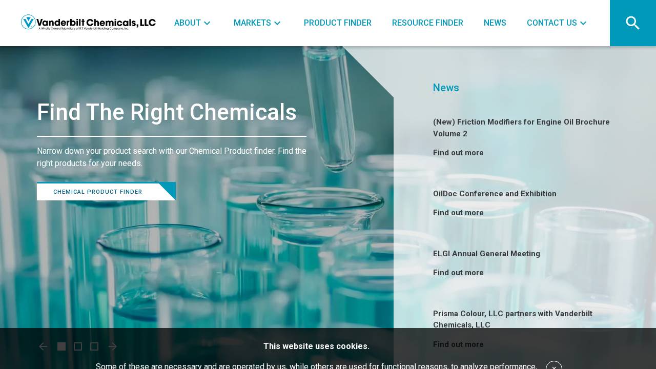 Vanderbilt Chemicals LLC website screenshot