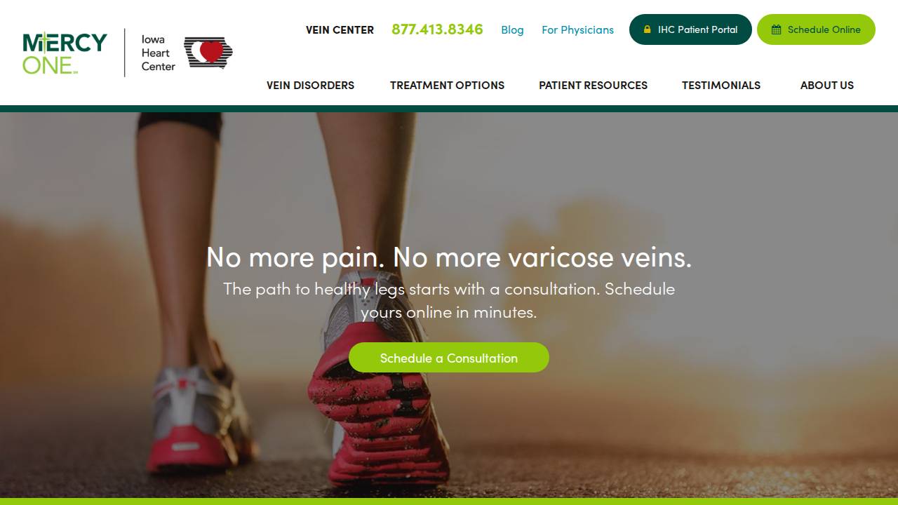 Iowa Vein Center Inc. website screenshot