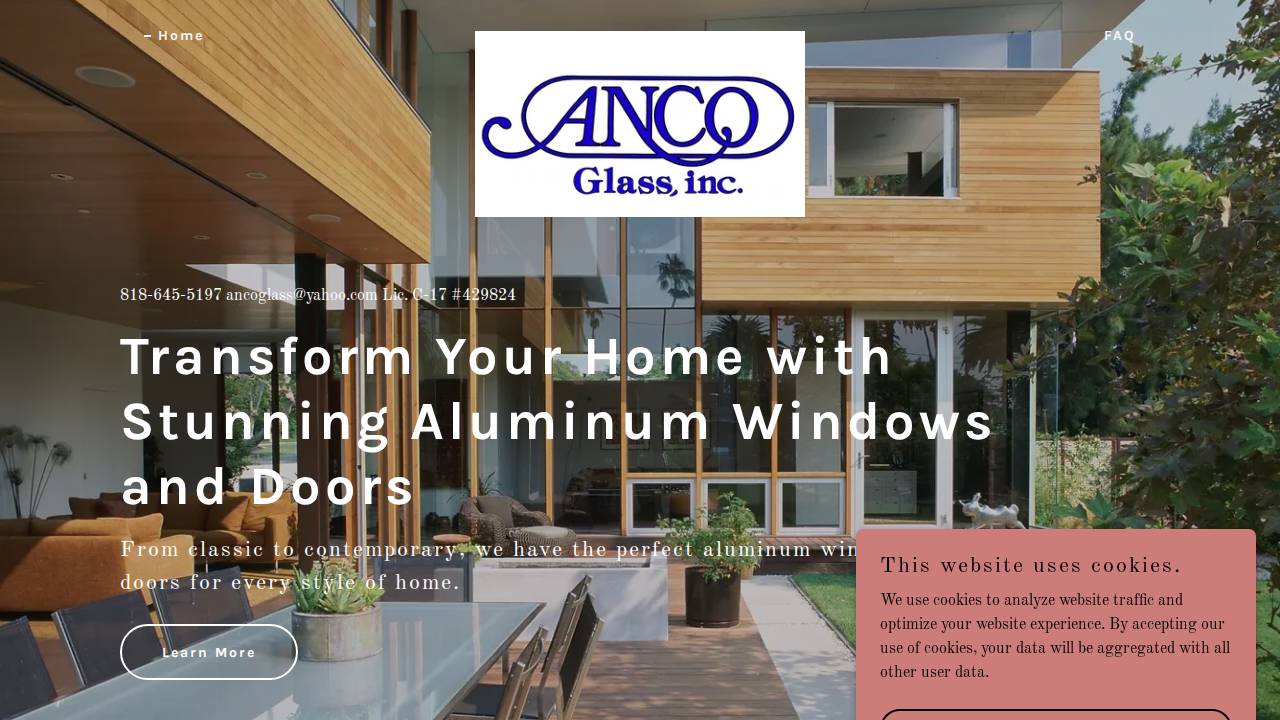 Anco Glass Inc. website screenshot