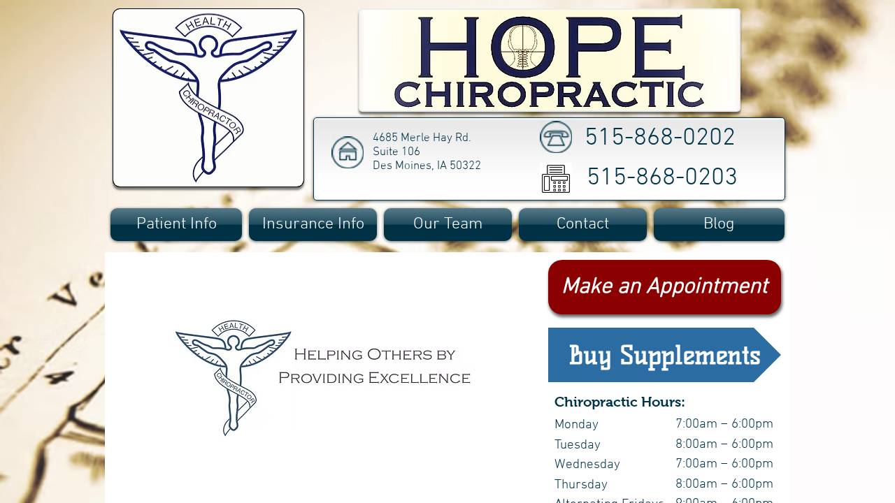 Hope Chiropractic Pllc website screenshot