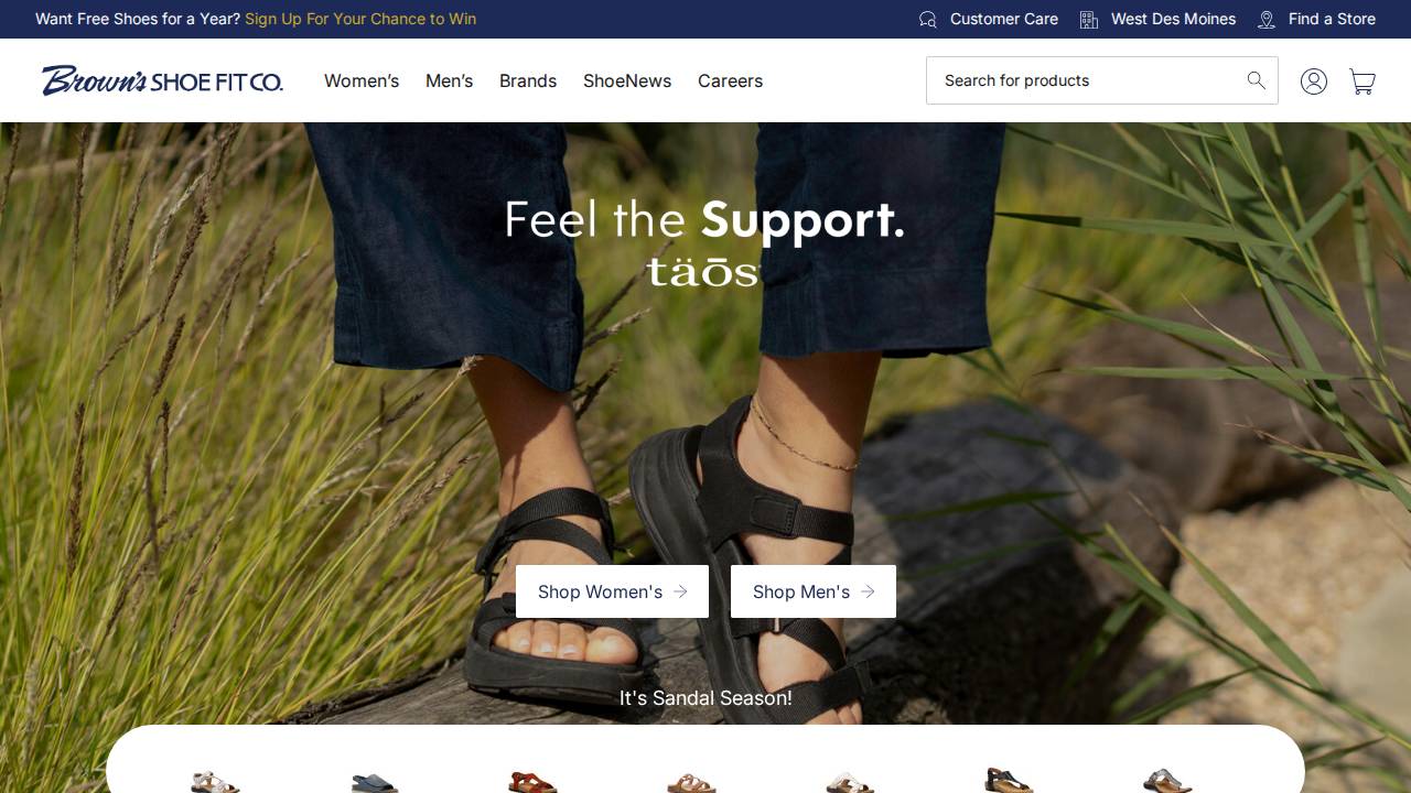 Browns Shoe Fit Co. website screenshot