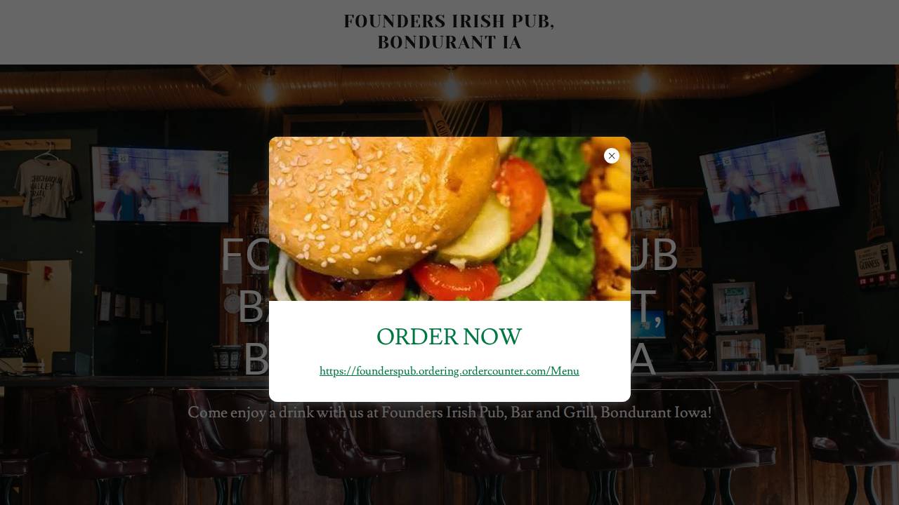Founders Irish Pub website screenshot