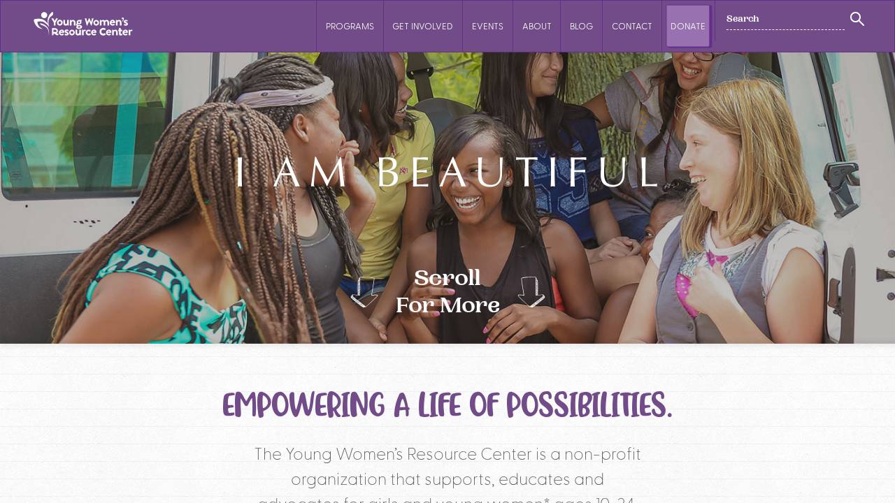 Young Women's Resource Center website screenshot