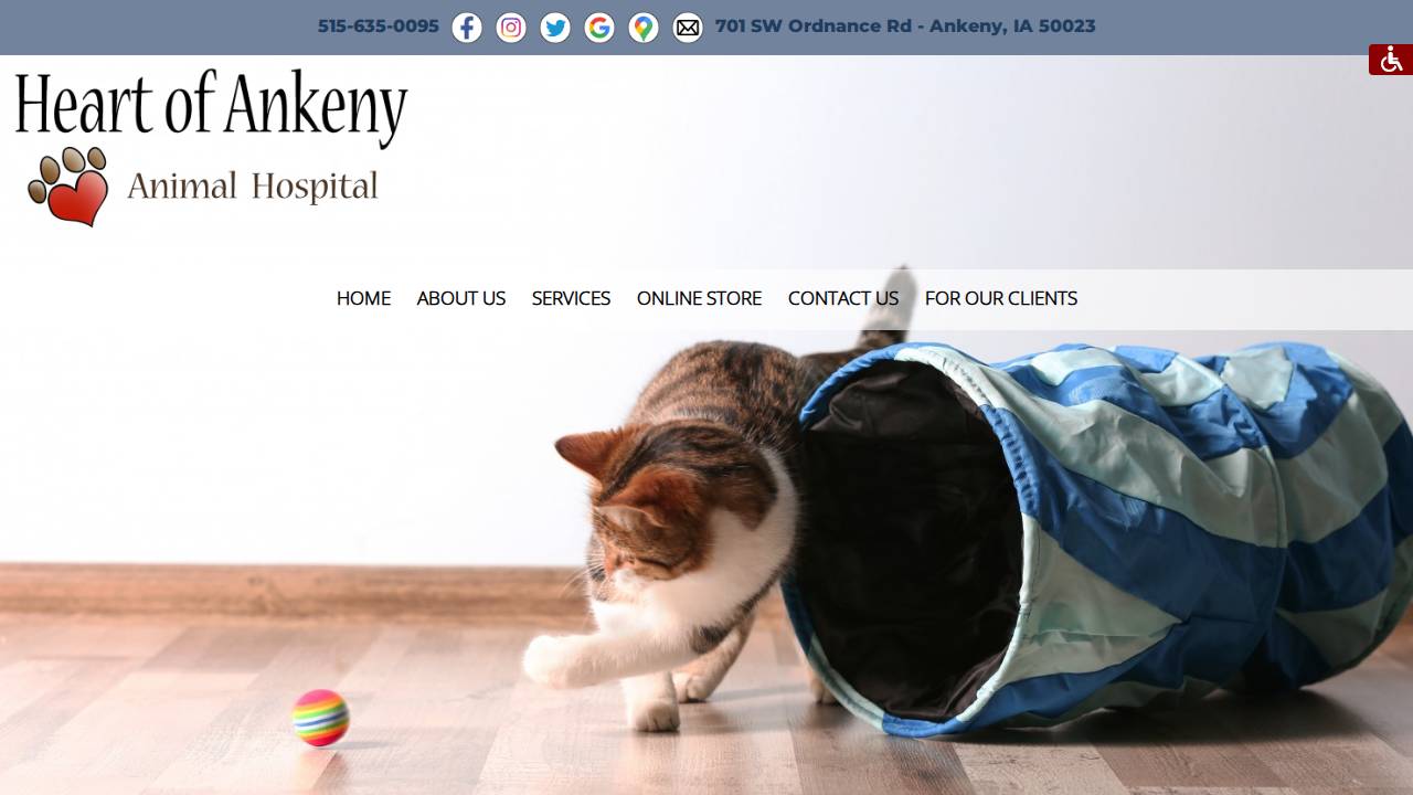 Heart Of Ankeny Animal Hospital website screenshot