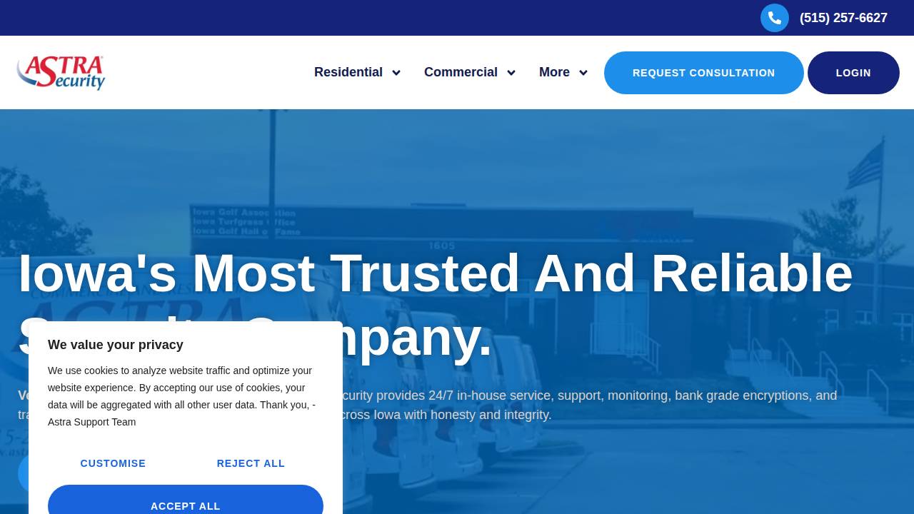 Astra Security LLC website screenshot