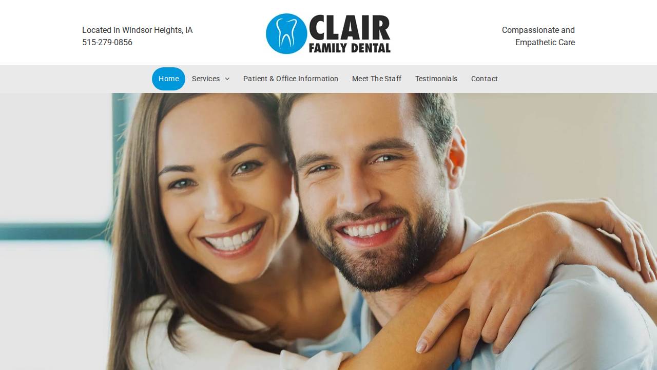 Clair Family Dental Corporation website screenshot